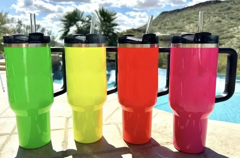 neon colors 30oz flip straw water bottles blank sublimation kids tumblers