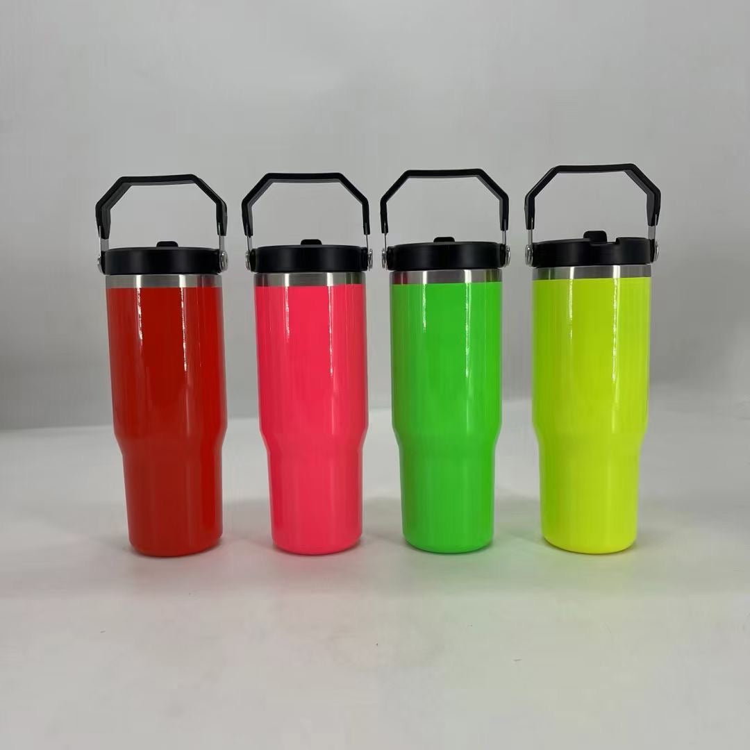 neon colors 30oz flip straw water bottles blank sublimation kids tumblers