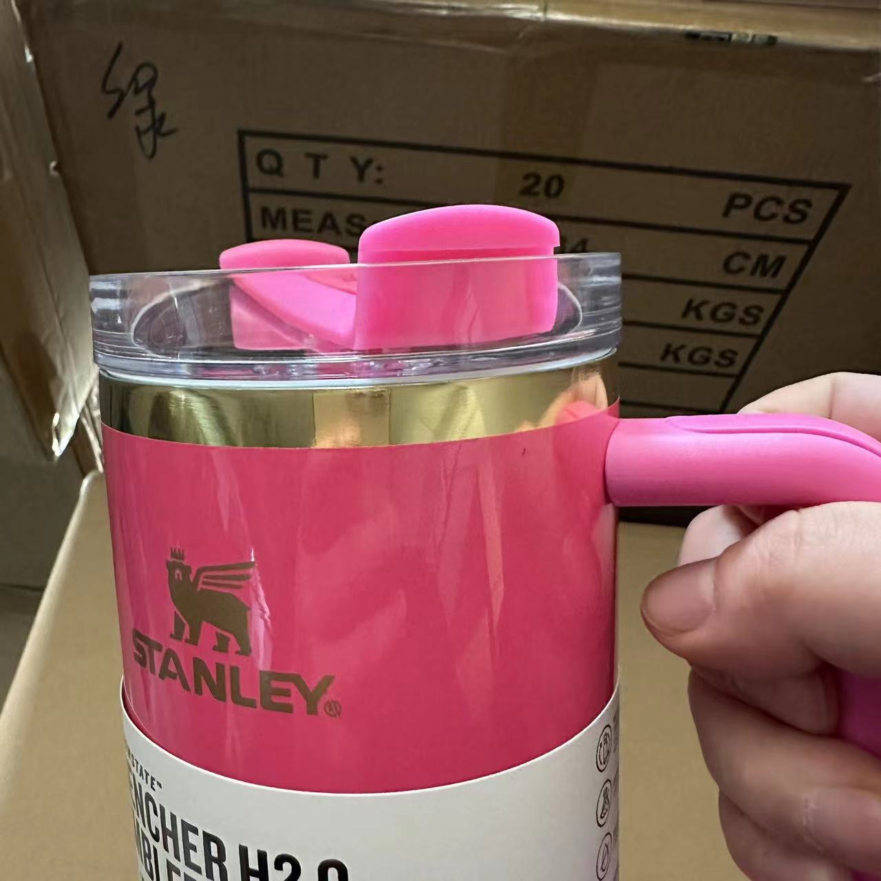 20oz Stanley Powder Coated  Insulated Stainless Steel Tumbler with Handle and Straw