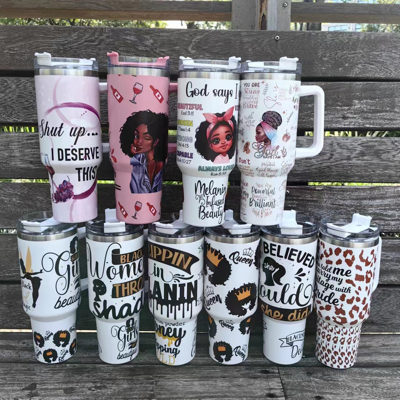 cute cartoon 40oz gifts tumblers with printed designs