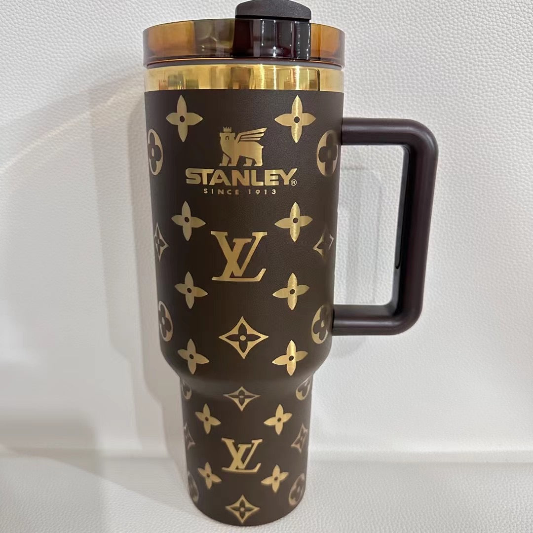 40oz Stanley Powder Coated  Insulated Stainless Steel Tumbler with Handle and Straw