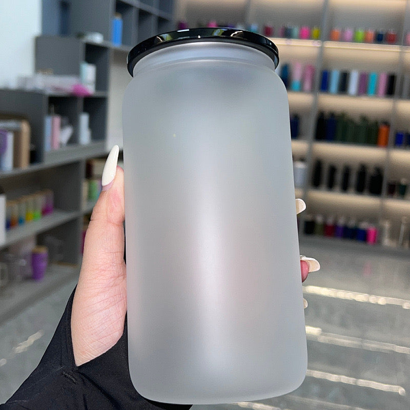 100pcs 16oz frosted acrylic libbey plastic can with straw for vinyl/uv dtf sticker & 50pcs 16oz sublimation glitter cans