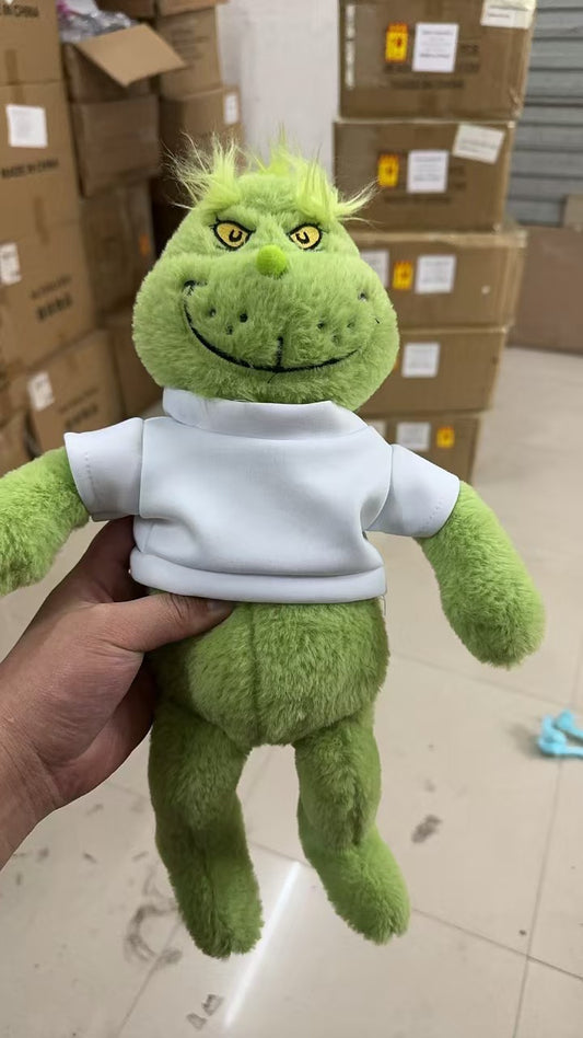 300pcs Grinch dolls with sub thisrts & 100pcs sub Tshirts & 1000pcs sub MDF cash holder & 250pcs apron & 300pcs ironed patch