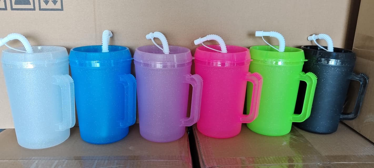 22oz/34oz PP Double Walled Cup with Straw