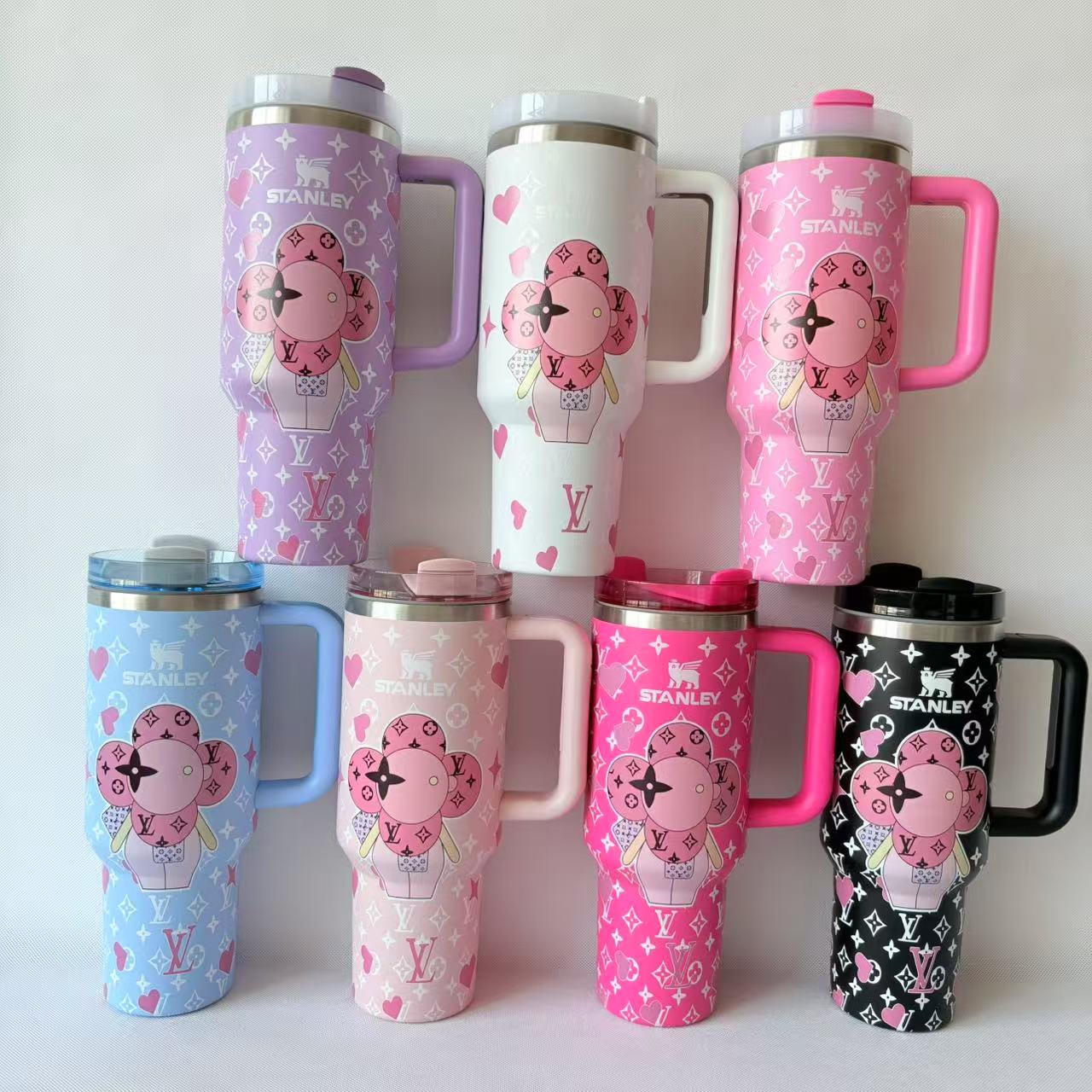 40oz Stanley LV Insulated Stainless Steel Tumbler with Handle and Straw-20pcs