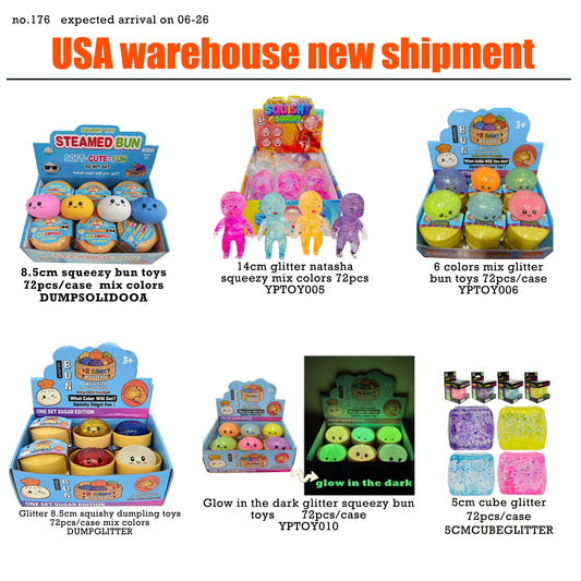 8.5cm New Color Soft Realistic Steamed Bun Glitter Dumpling Squishyy Toys Stress Relief Squishy Toys with Steamer-384pcs