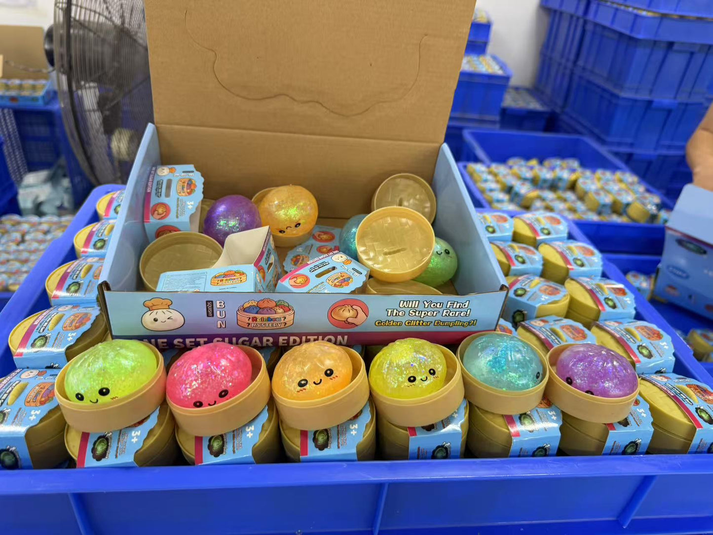 5.5cm New Color Soft Realistic Steamed Bun Glitter Dumpling Squishy Toys Stress Relief Squishy Toys with Steamer-288pcs