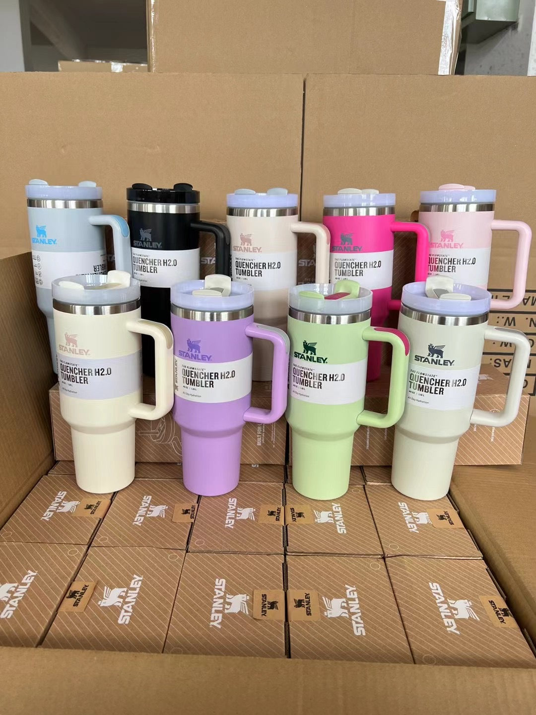 40oz Stanley Matte macaron colors flip straw school tumblers