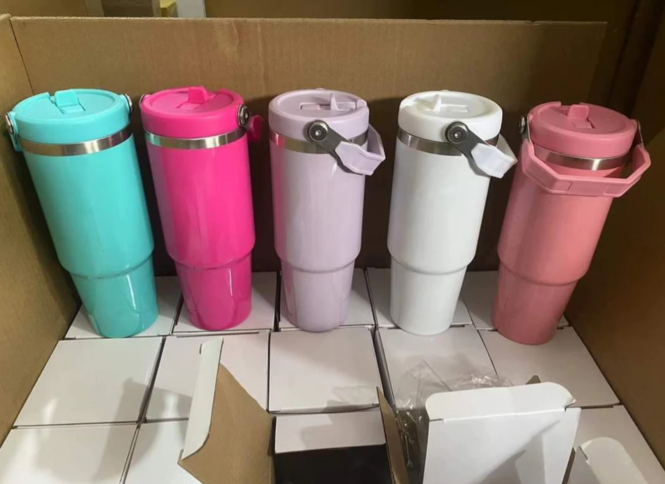 30oz glossy macaron blank sublimation flip straw tumblers