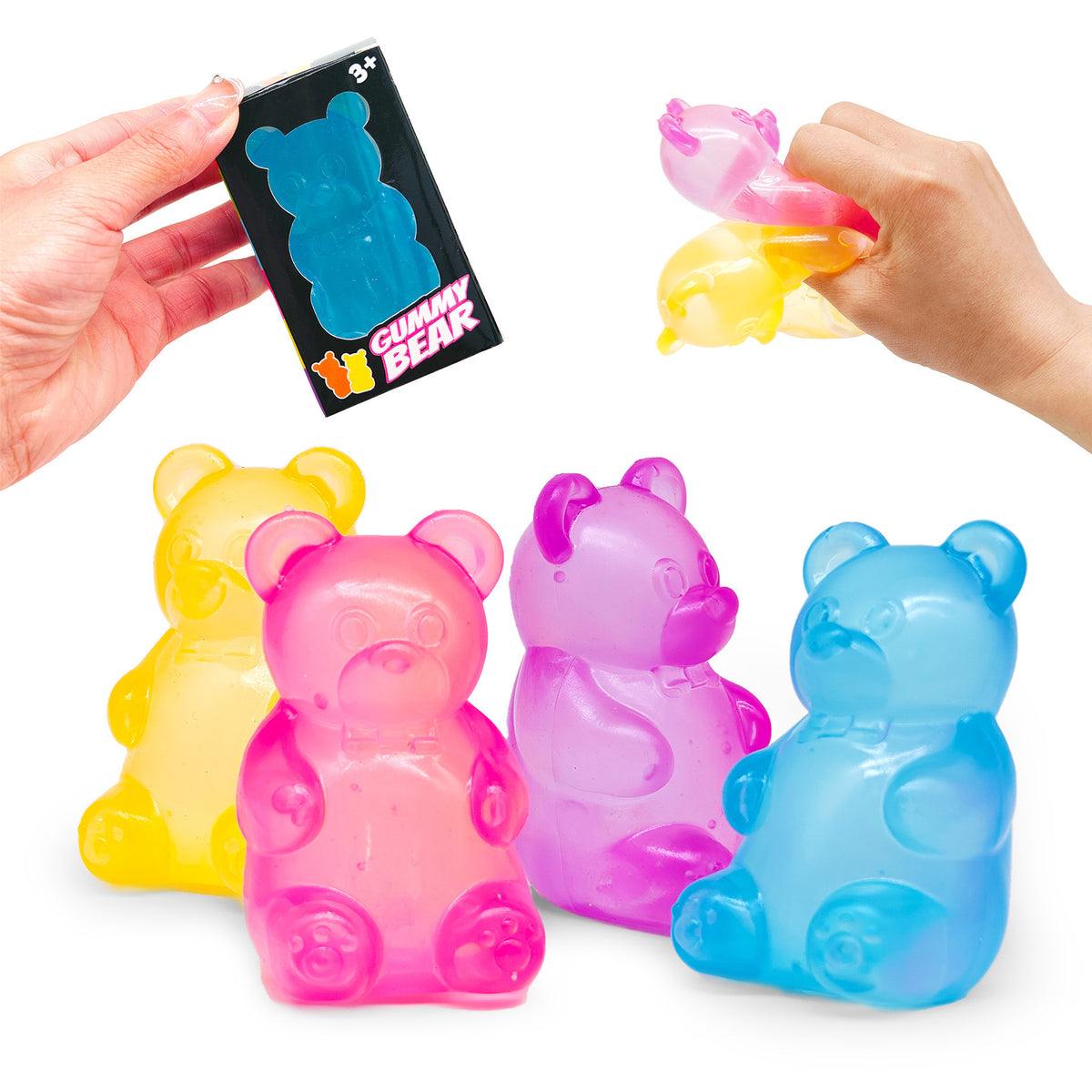 Bear Squishy Stress Sensory Fidget Stress Ball Soft High Density Slow Rising Jelly Gummy Bear Decompression Squeeze Squishy Toys-72pcs