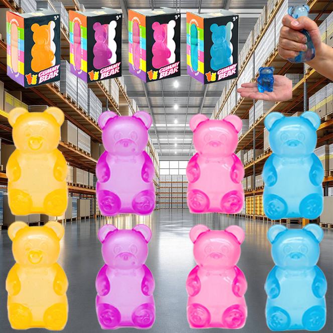 Bear Squishy Stress Sensory Fidget Stress Ball Soft High Density Slow Rising Jelly Gummy Bear Decompression Squeeze Squishy Toys-72pcs