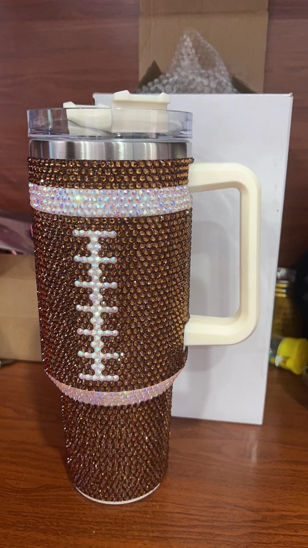 40oz rhinestone baseball print bling tumblers