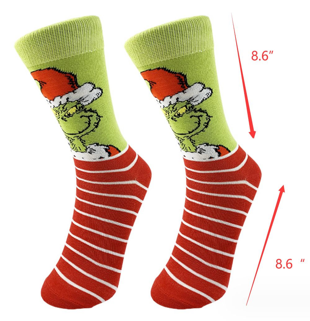 grinch cotton funny novelty anime cartoon grinch face emoticon man and women socks