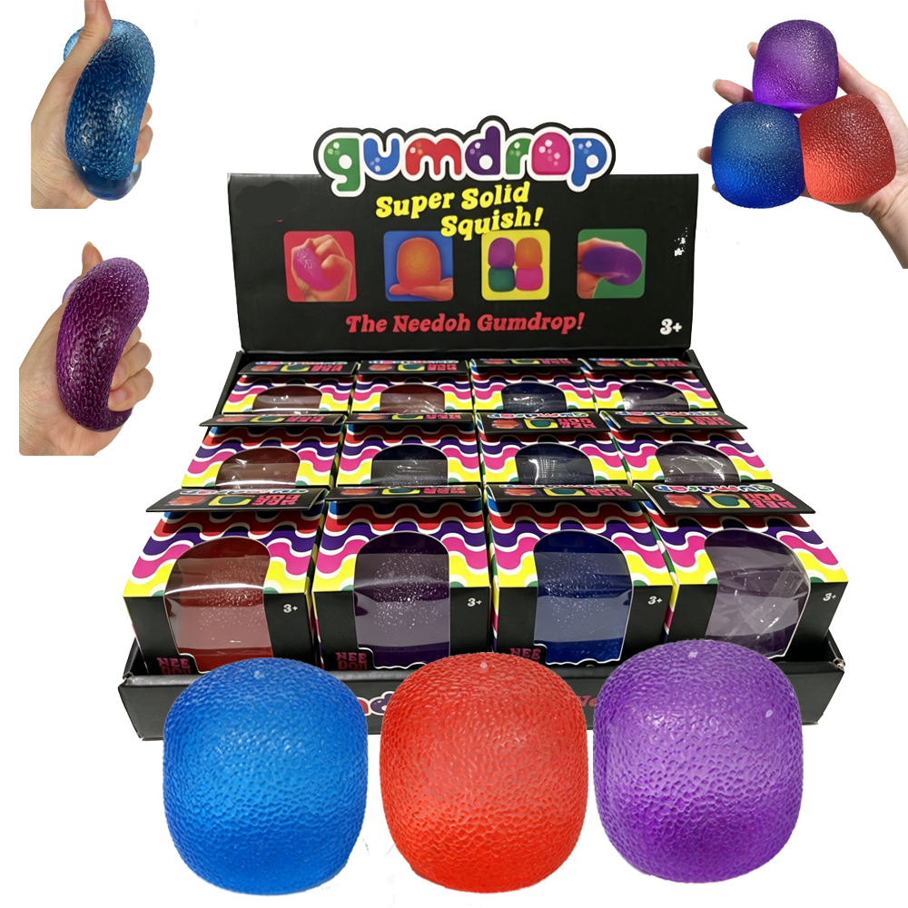 Wholesale Sensory Stress Relief Ball TPR Gumdrop Textured Maltose Squishies Candy Drop Squish Dome Fidget Toys Decompression Toy-72pcs