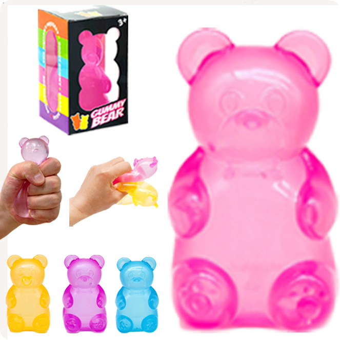 Bear Squishy Stress Sensory Fidget Stress Ball Soft High Density Slow Rising Jelly Gummy Bear Decompression Squeeze Squishy Toys-72pcs