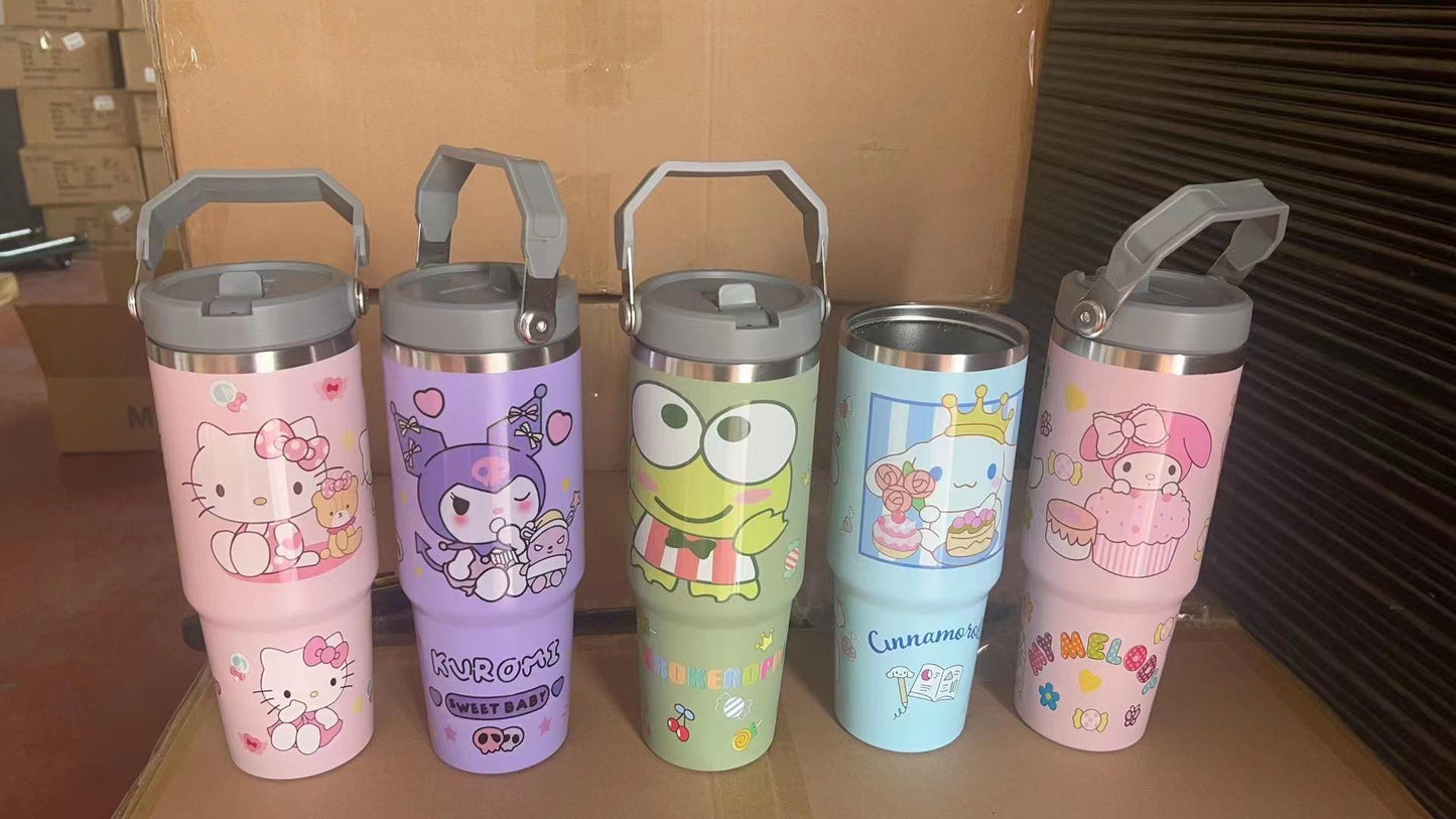 3D Print Cute Cartoon 30oz Stanley style colors flip straw school tumblers