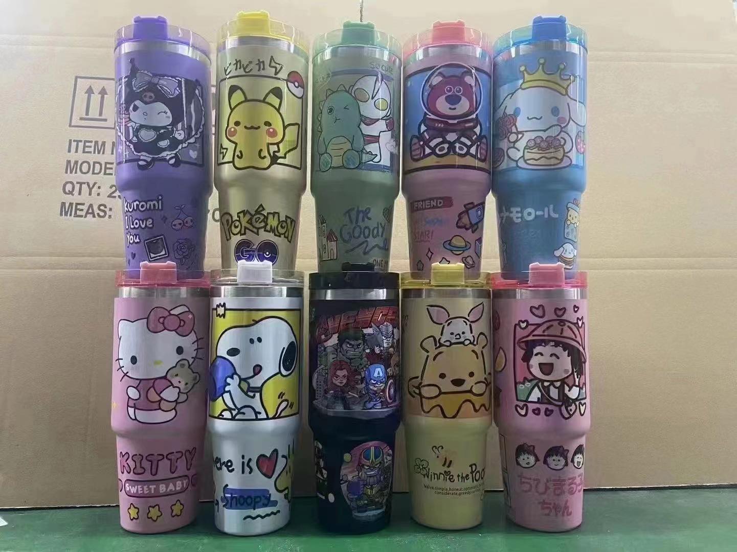 3D Print Cute Cartoon 30oz Stanley style colors flip straw school tumblers