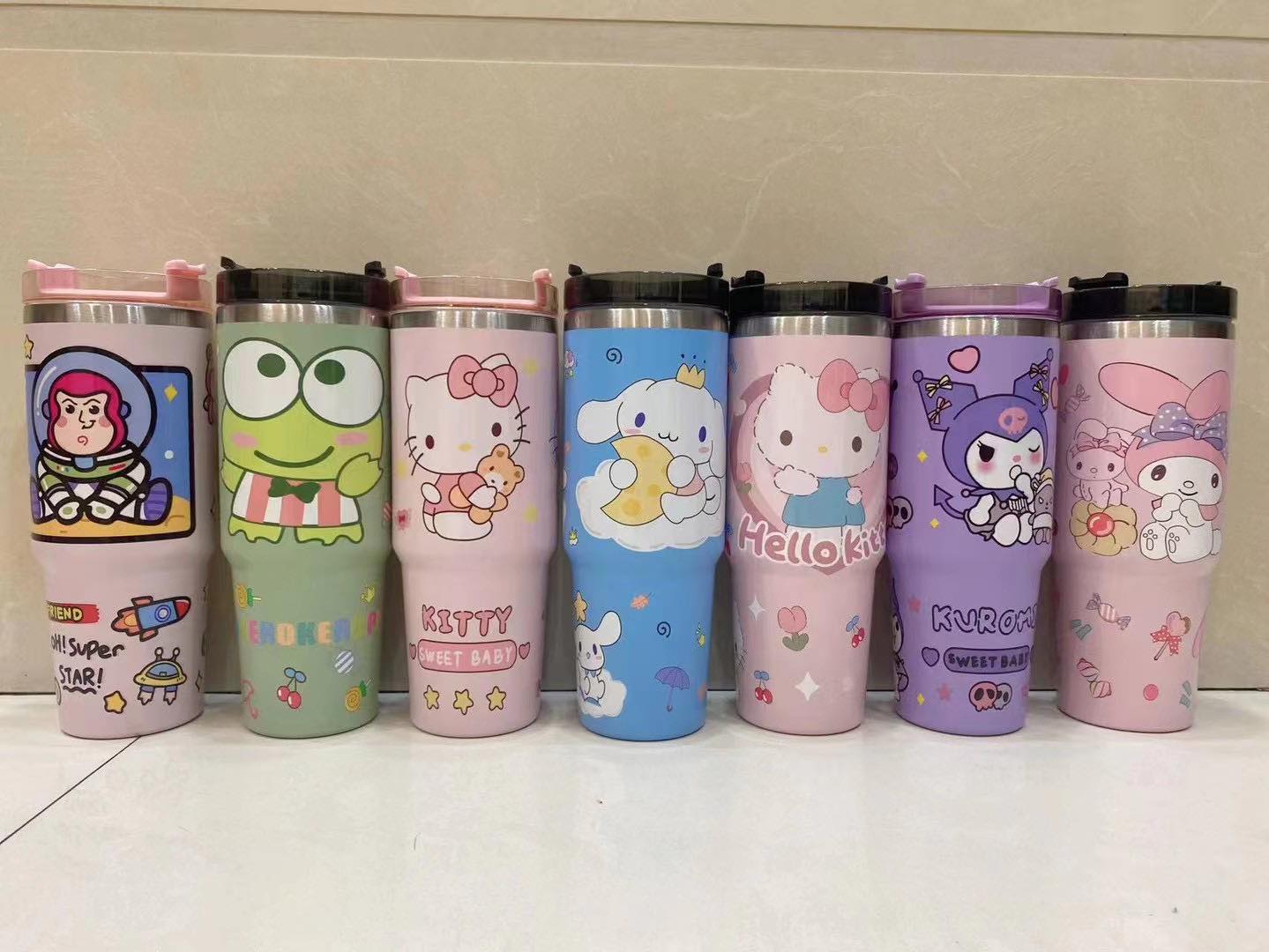 3D Print Cute Cartoon 30oz Stanley style colors flip straw school tumblers