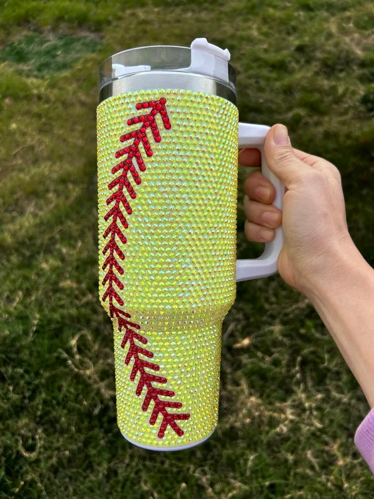 40oz rhinestone baseball print bling tumblers