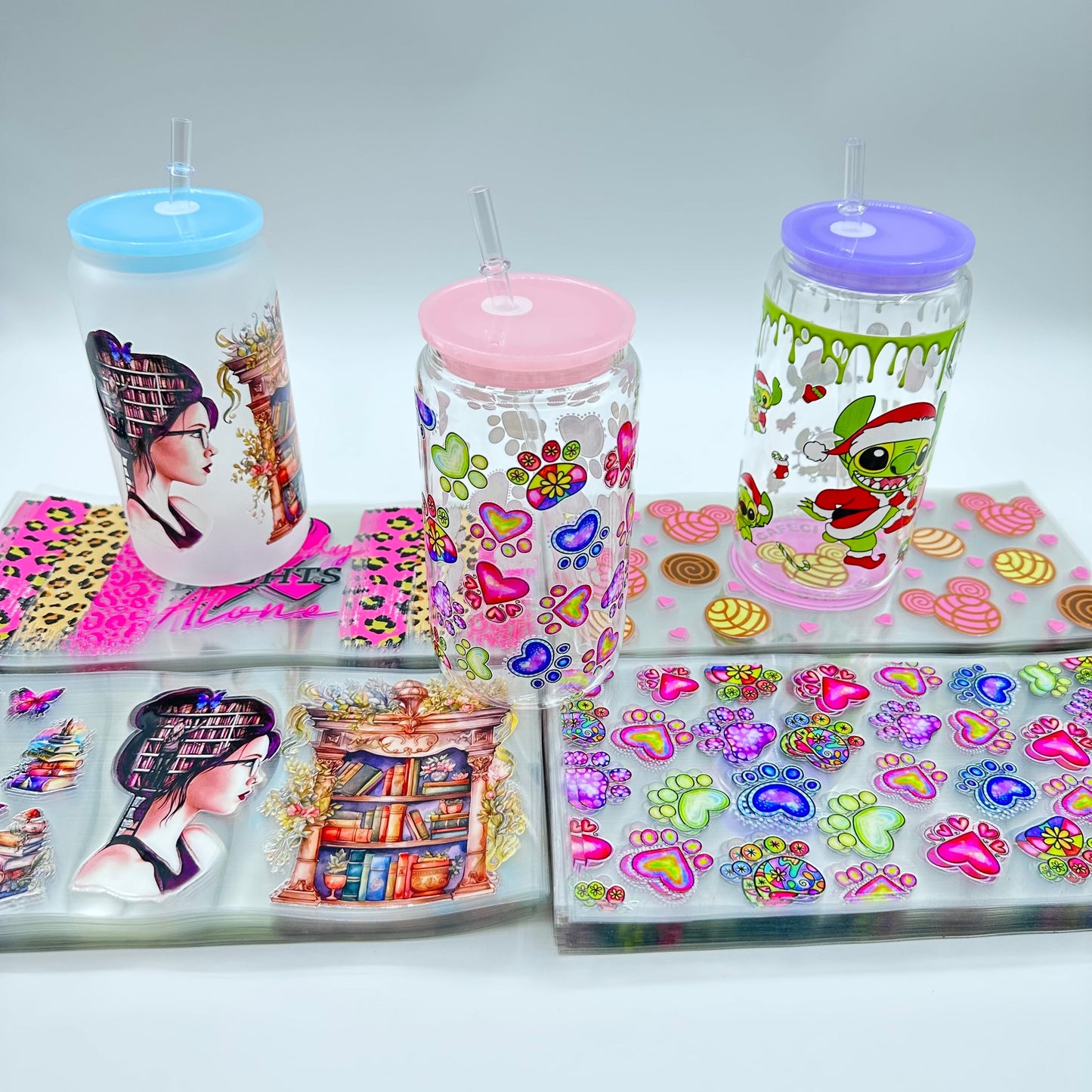 287 pcs UV DTF WRAPS & 50pcs shot glass cup