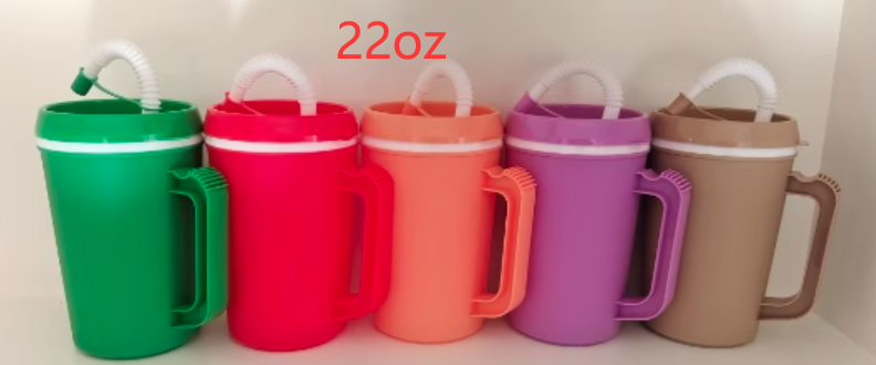 22oz/34oz PP Double Walled Cup with Straw