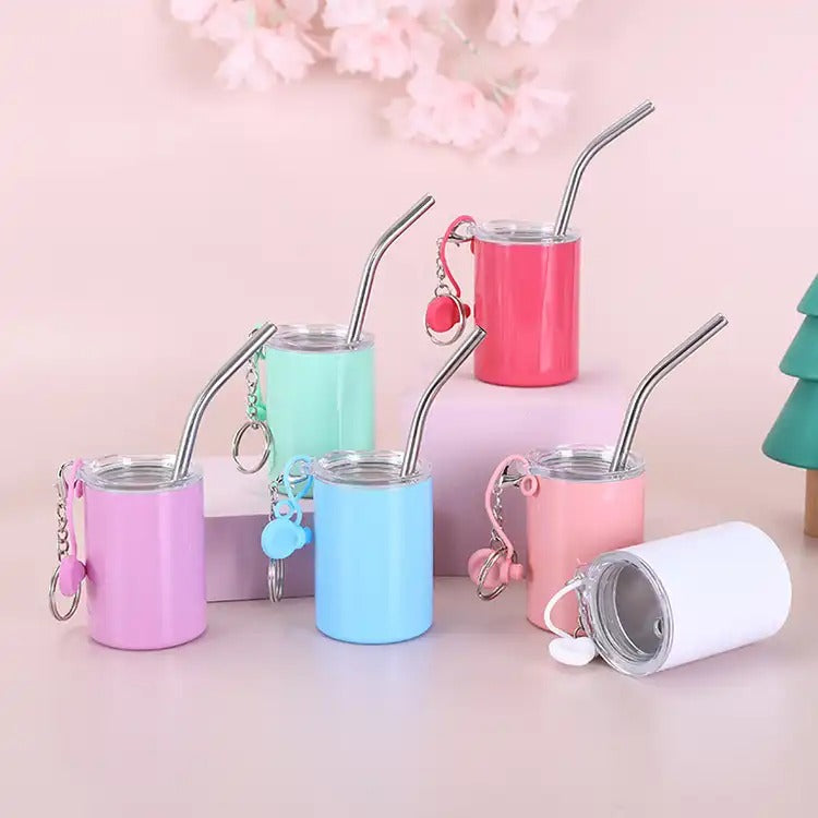 3oz Sublimation Shot Glass Mini Double-Layer Straight Cup With Keychain