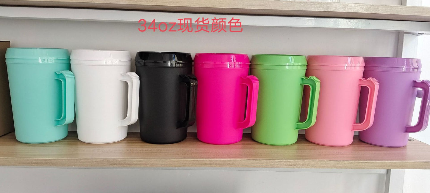 22oz/34oz PP Double Walled Cup with Straw