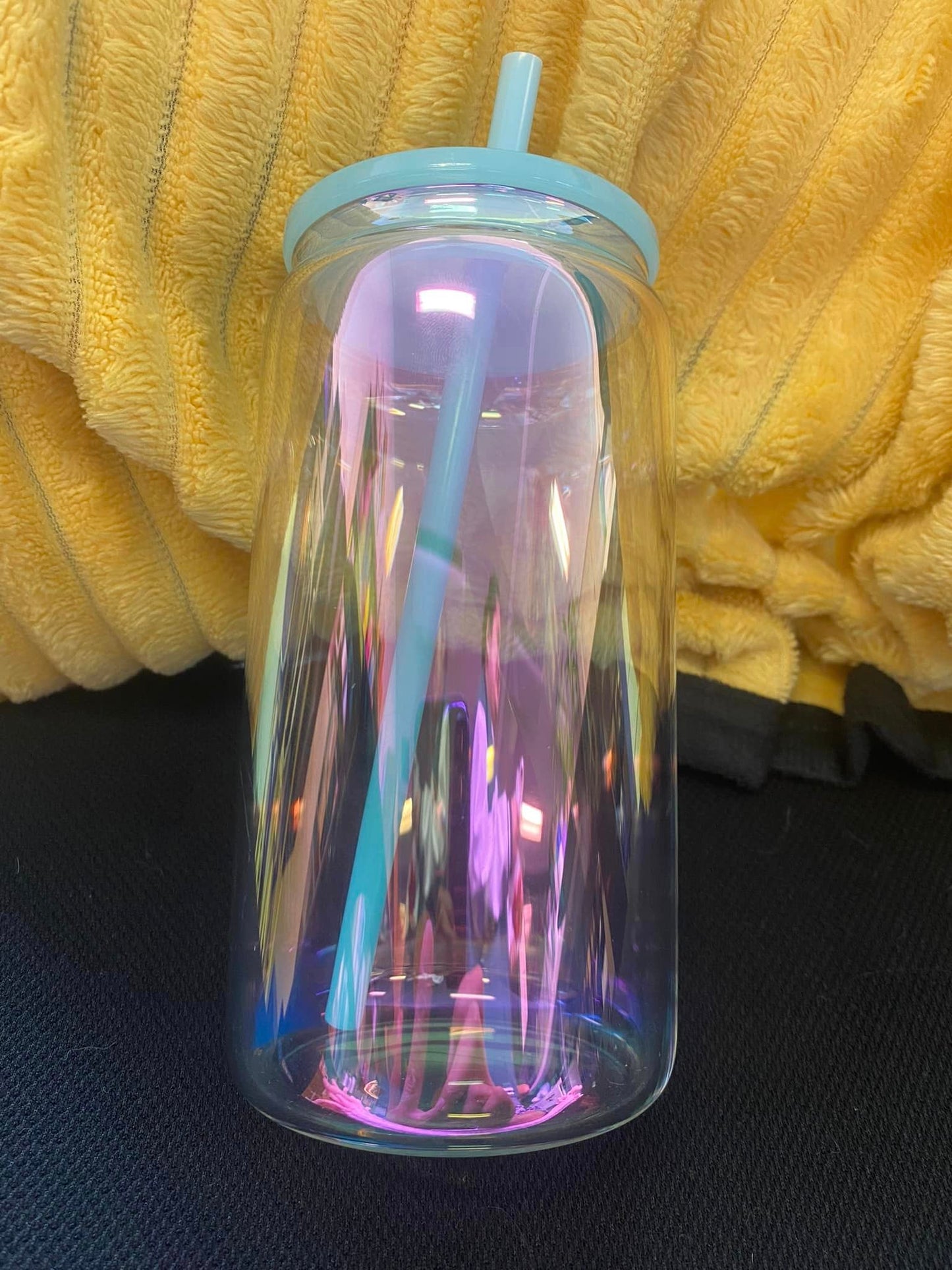 16oz rainbow iridescent glass cans for sublimation and uv dtf wraps