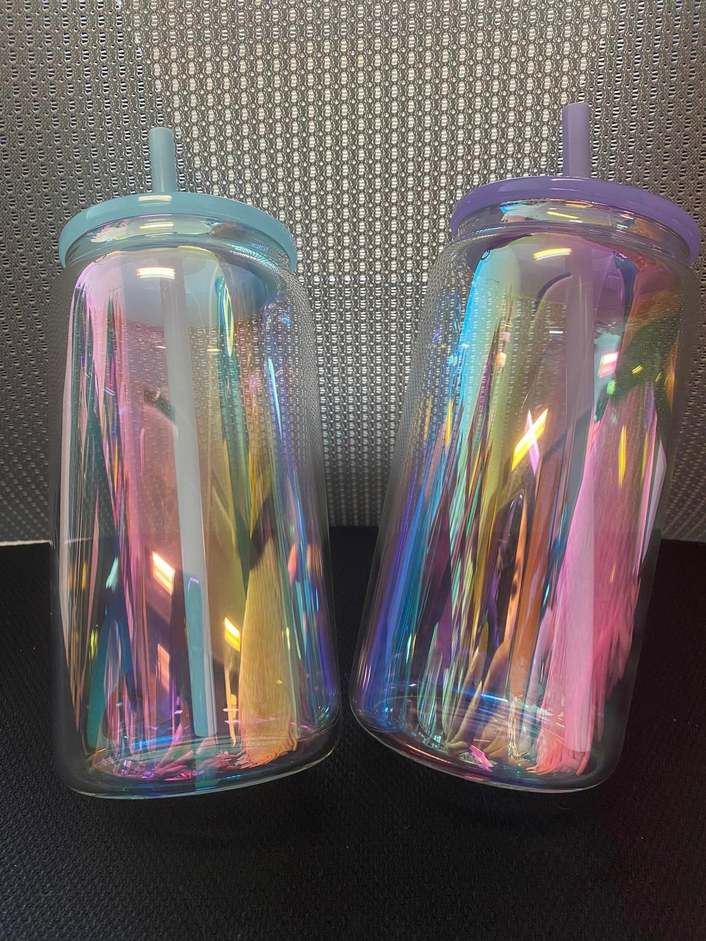 16oz rainbow iridescent glass cans for sublimation and uv dtf wraps