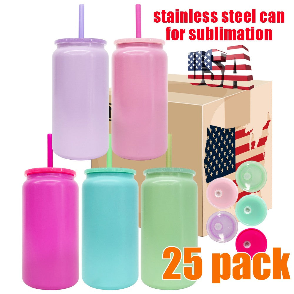 RTS USA_16oz Candy Colors Sublimation Stainless Steel Metal Can Tumblers