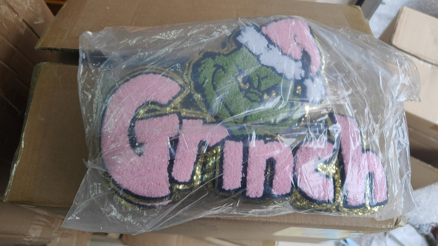 30pcs Chenille Ironed Christmas Grinch Satan Patches