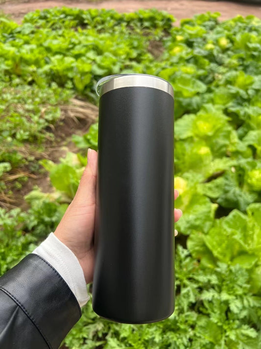 20oz Black Powder Coat Straight Skinny Tumblers for Laser Engraving-500pcs