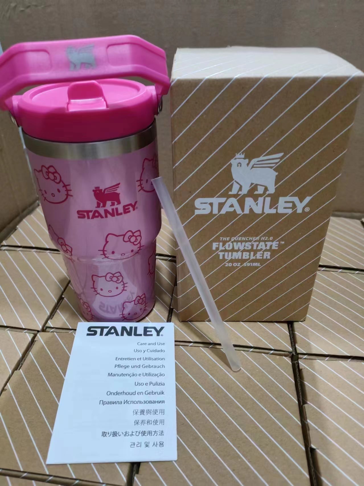 20oz Stanley Powder Coated  Insulated Stainless Steel Tumbler with Handle and Straw