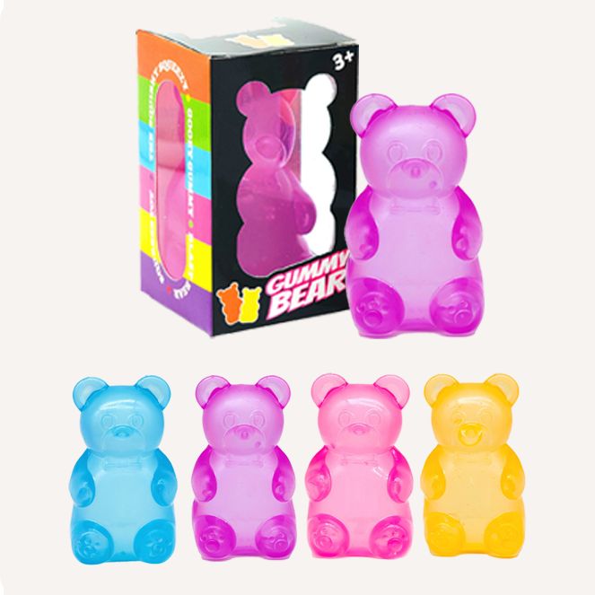 Bear Squishy Stress Sensory Fidget Stress Ball Soft High Density Slow Rising Jelly Gummy Bear Decompression Squeeze Squishy Toys-72pcs