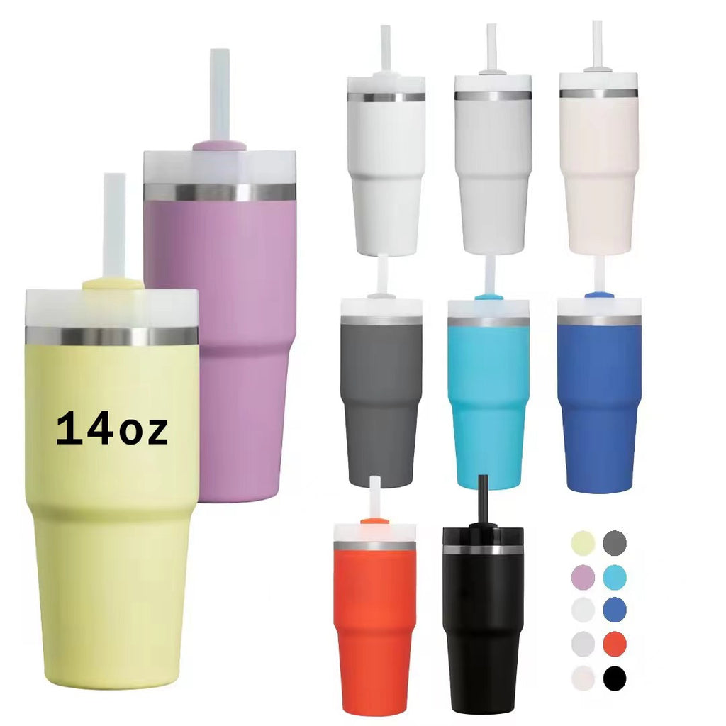 14oz stanley-style quencher tumblers powder coat kids tumblers for laser engrvaing-25pcs