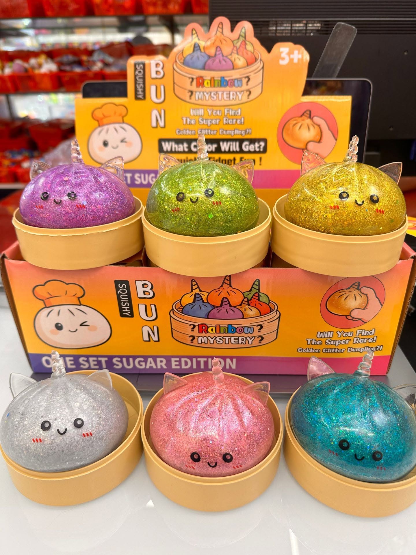 72pcs Pack 8.5cm New Color Soft Realistic Steamed Bun Glitter Dumpling Squishyy Toys Stress Relief Squishy Toys with Steamer-72pcs
