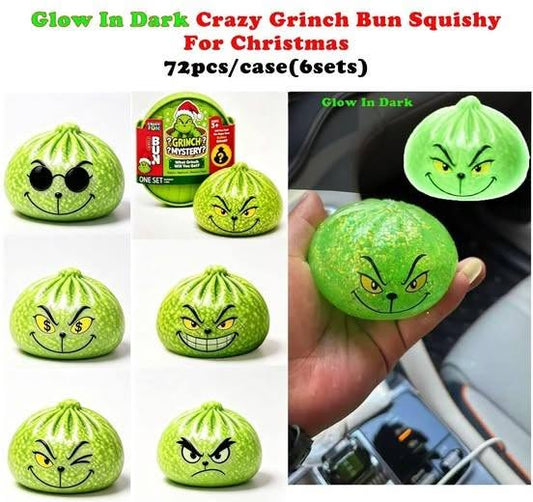 🎄💚1000pcs Glow in Dark Christmas Grinch Designs Pectin Sugar Dumpling Squishy Toys Soft Squish Adults Fidget Toys