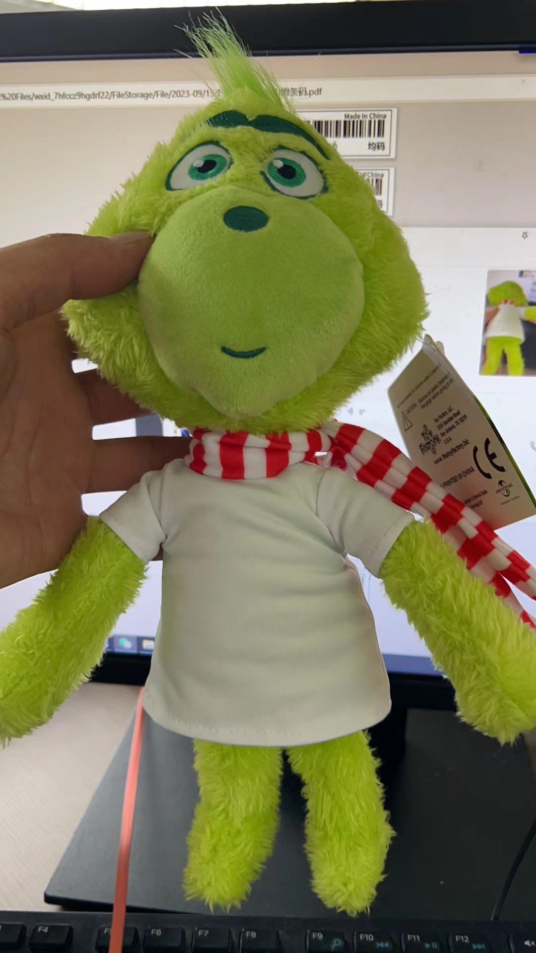 50pcs Christmas Grinch Plush with Sublimation Heat Transfer Tshirts