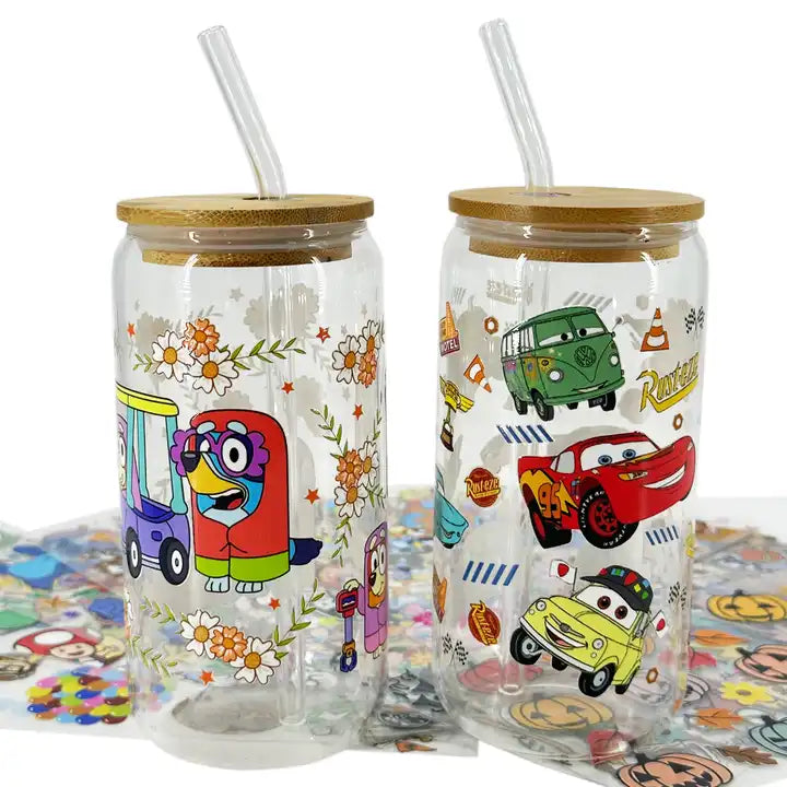 Wholesale Custom 16oz Glass Can Waterproof Fashion UF DTF Decal Impresiones Cup Wrap Designs Transfers Stickers Label Printing