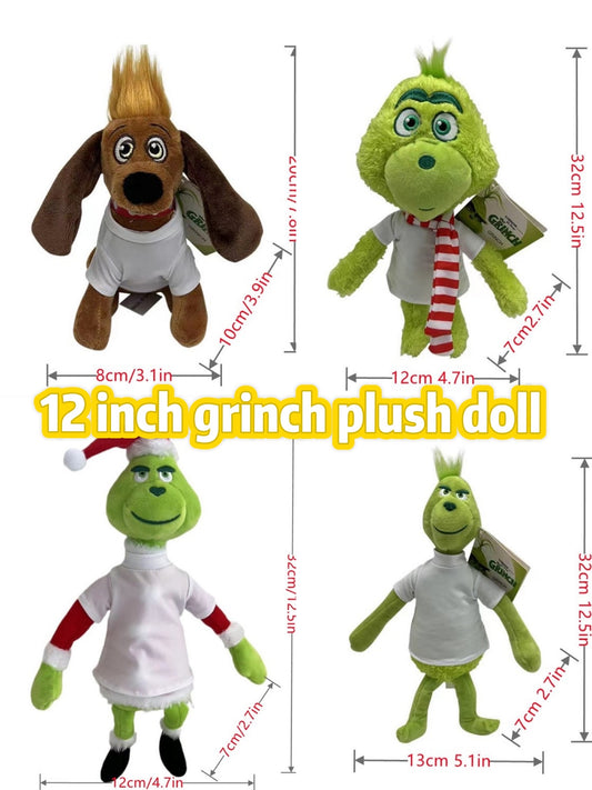 300pcs Christmas Grinch Plush with Sublimation Heat Transfer Tshirts&20pcs Big Grinch Plush dolls with sublimation tshirts