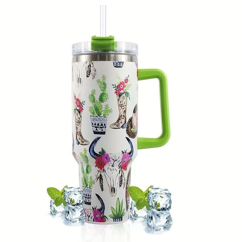 6pcs 40oz cow western print tumblers