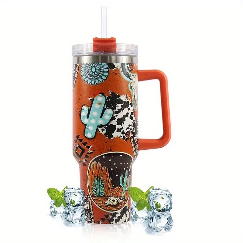 6pcs 40oz cow western print tumblers