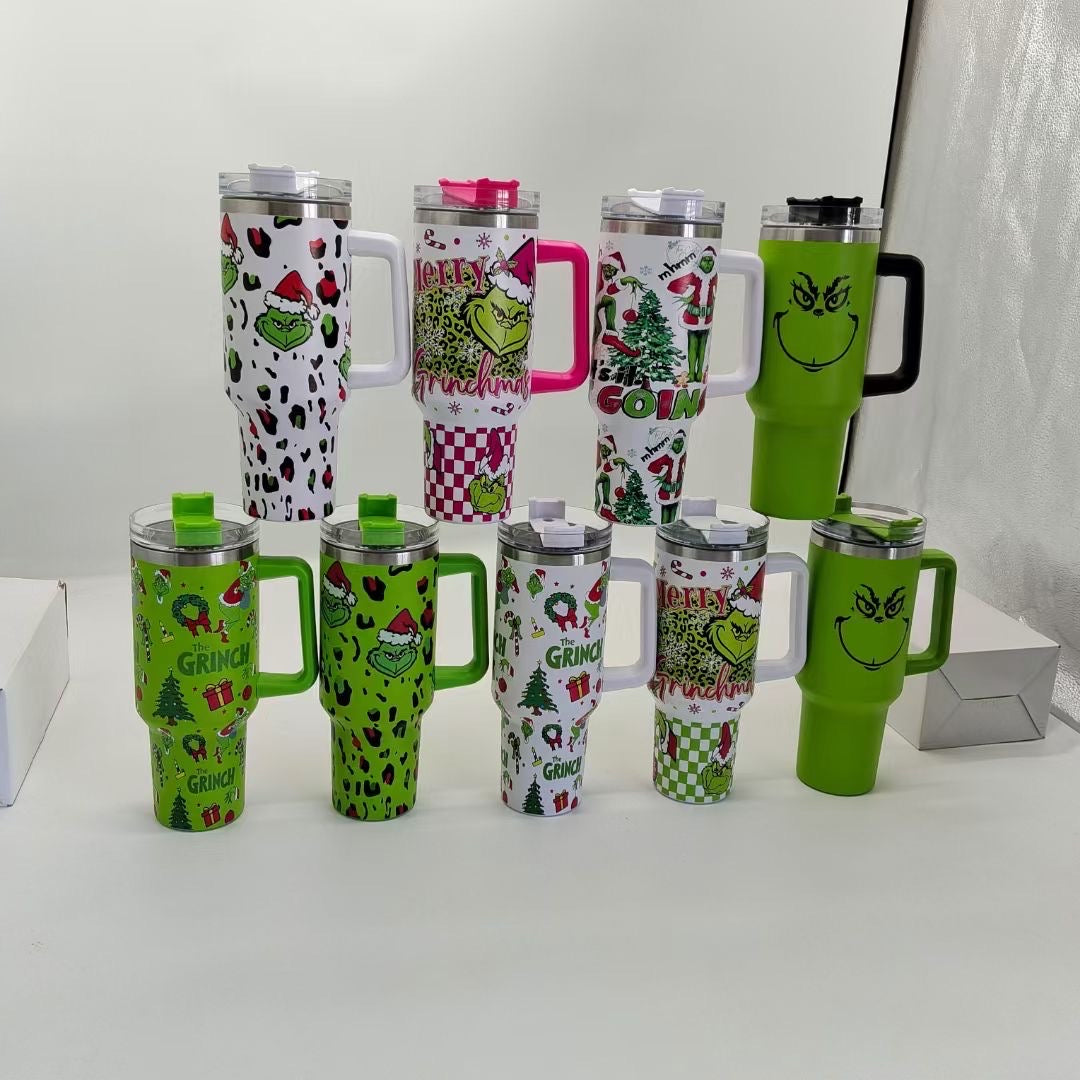 25pcs 40oz Mother Day print Insulated Stainless Steel Tumbler with Handle and Straw