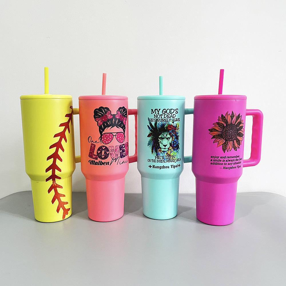 RTS USA Warehouse 25pcs 40oz Sublimation Matte Adventure Quencher Reusable Insulated Stainless Steel Tumbler with Sealed Lids Handle and Straw