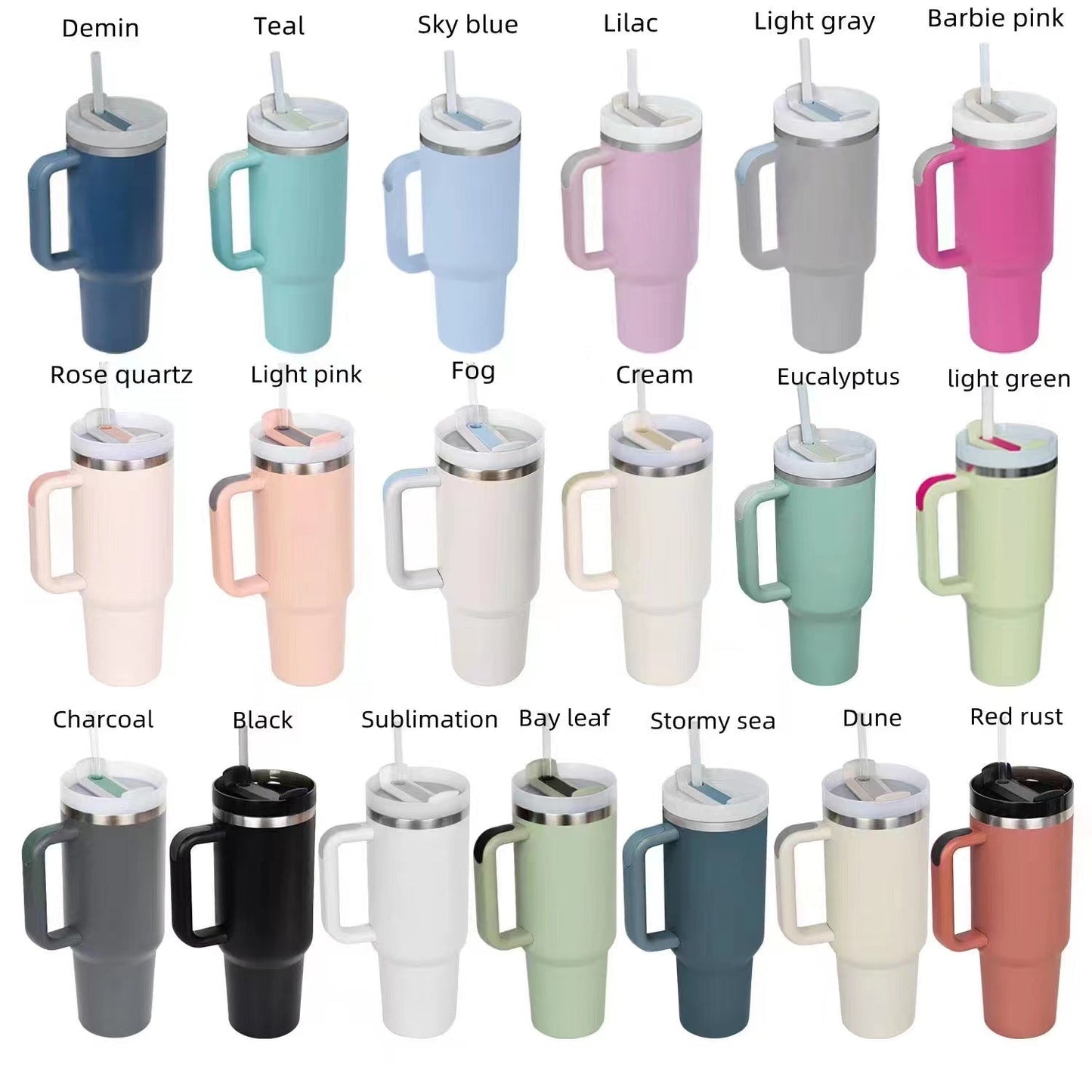 20oz H2.0 Powder Coated  Insulated Stainless Steel Tumbler with Handle and Straw