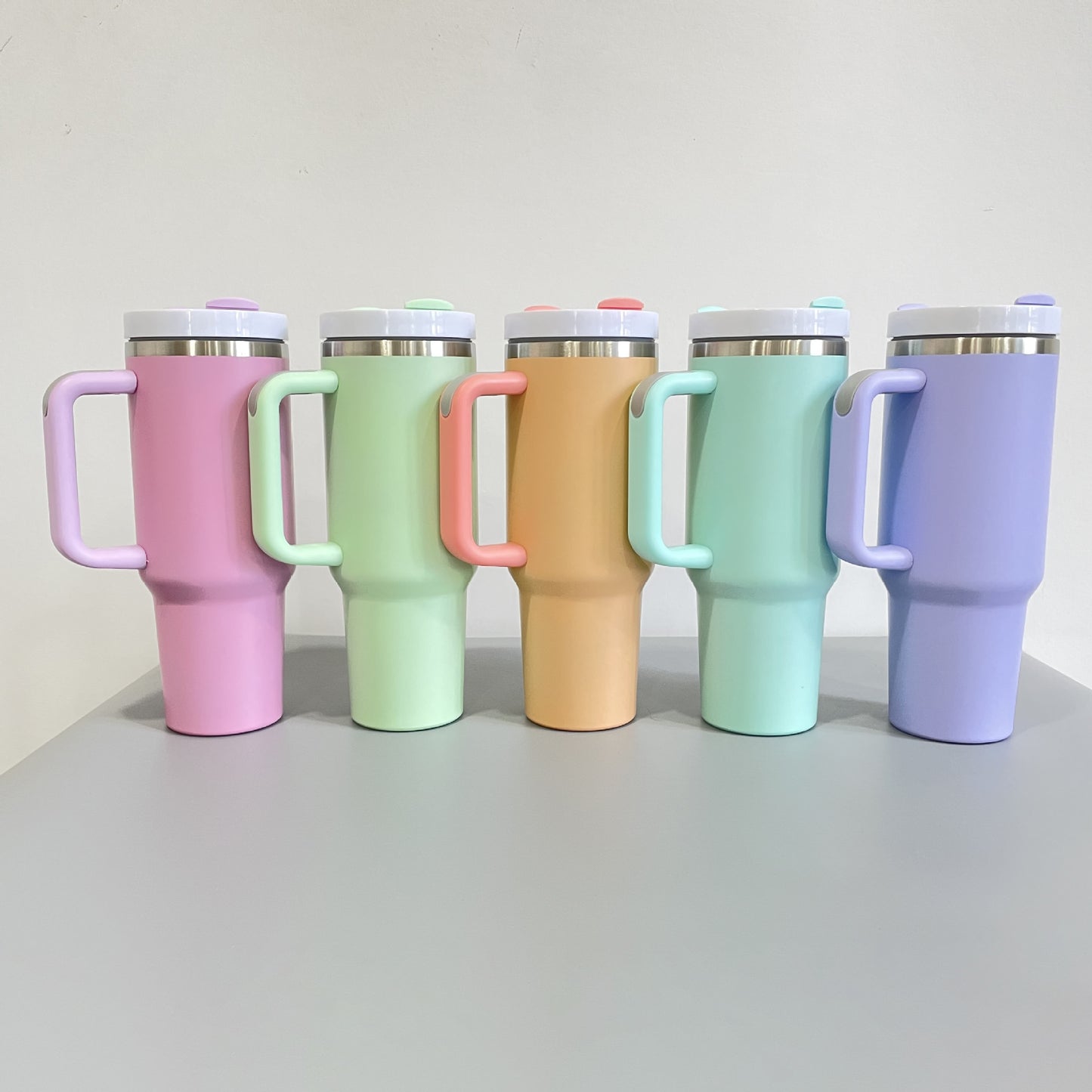 40oz Matte Macaron colors H2.0 Stanley dupes travel tumblers-25pcs