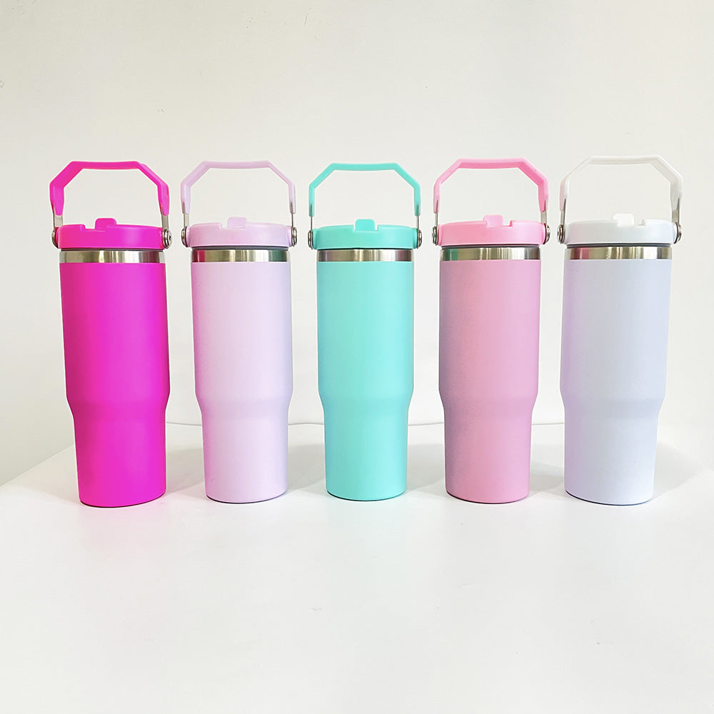 USA RTS 30oz Sublimation Stanley style Matte macaron colors flip straw school tumblers-25pcs