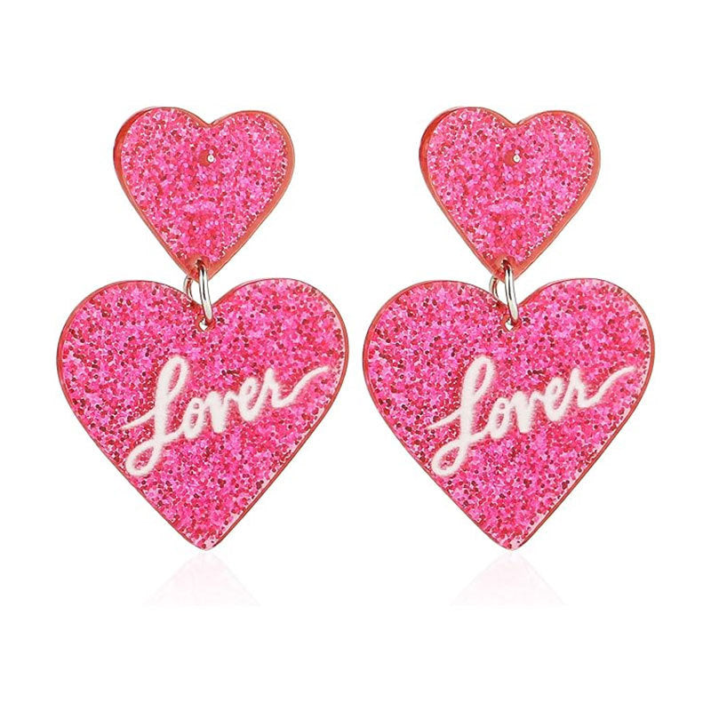 Taylor Pink Lover Heart Earrings for Women Girls Dangle Taylor Lover Earrings Laser Change Color Acrylic TS Heart Shaped Earrings Gift