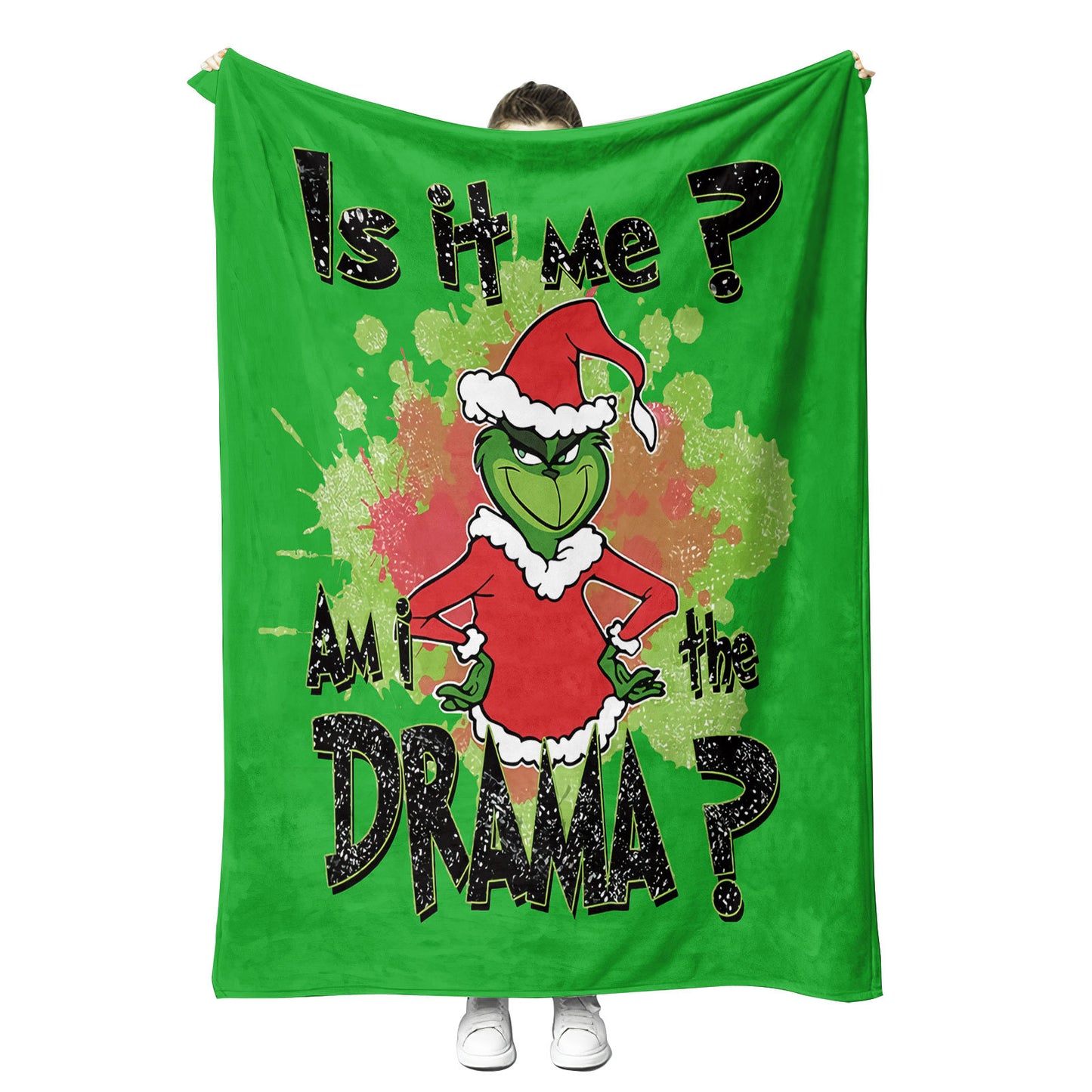 Super Soft Grinch Christmas Blanket Anti-Pilling Air Conditioning Blankets Flannel Throw Blanket for Office Company Home Couch Bed Sofa