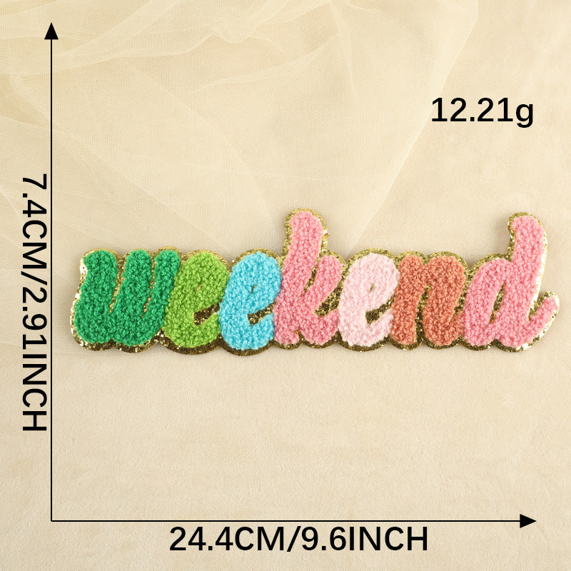 Manufacturer Wholesale Sustainable Customized Colors 8cm Chenille Ironed Patches Heat Press Self-Adhesive Letter Patches